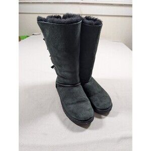 UGG CLASSIC TALL BAILEY BOW II TRIPLE TRIPLET BLACK BOOT US 8/UK 6